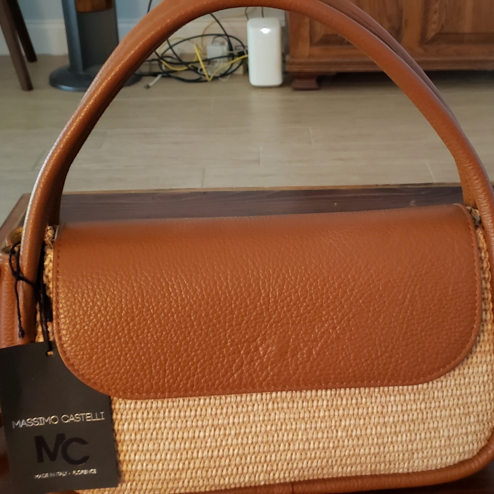 New Massimo Italian Leather w/raffitta Bag